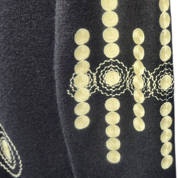 VTG VICTOR COSTA Embroidered BLACK/WHITE Wool Coat Sweater Heavy Women’s XS - Picture 12 of 16